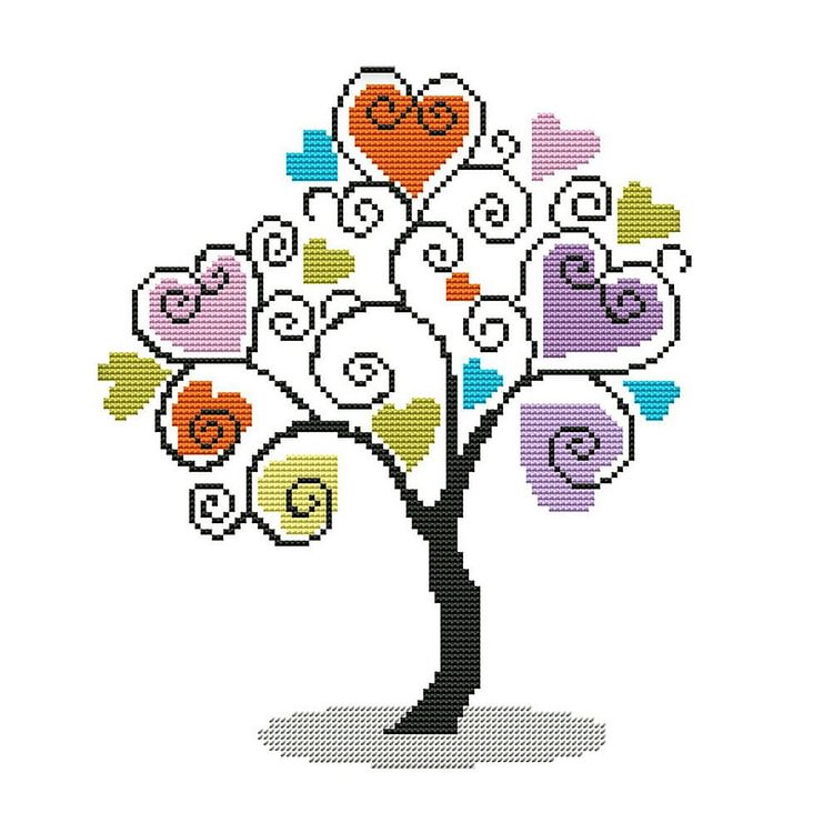(14Ct/11Ct Counted/Stamped) Love Tree - Cross Stitch Kit 30*27CM