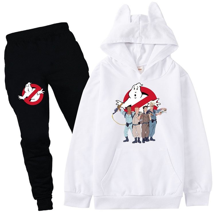 Mayoulove Ghostbusters Print Girls Boys Cotton Hoodie Pants Suit Long Outfit Set-Mayoulove