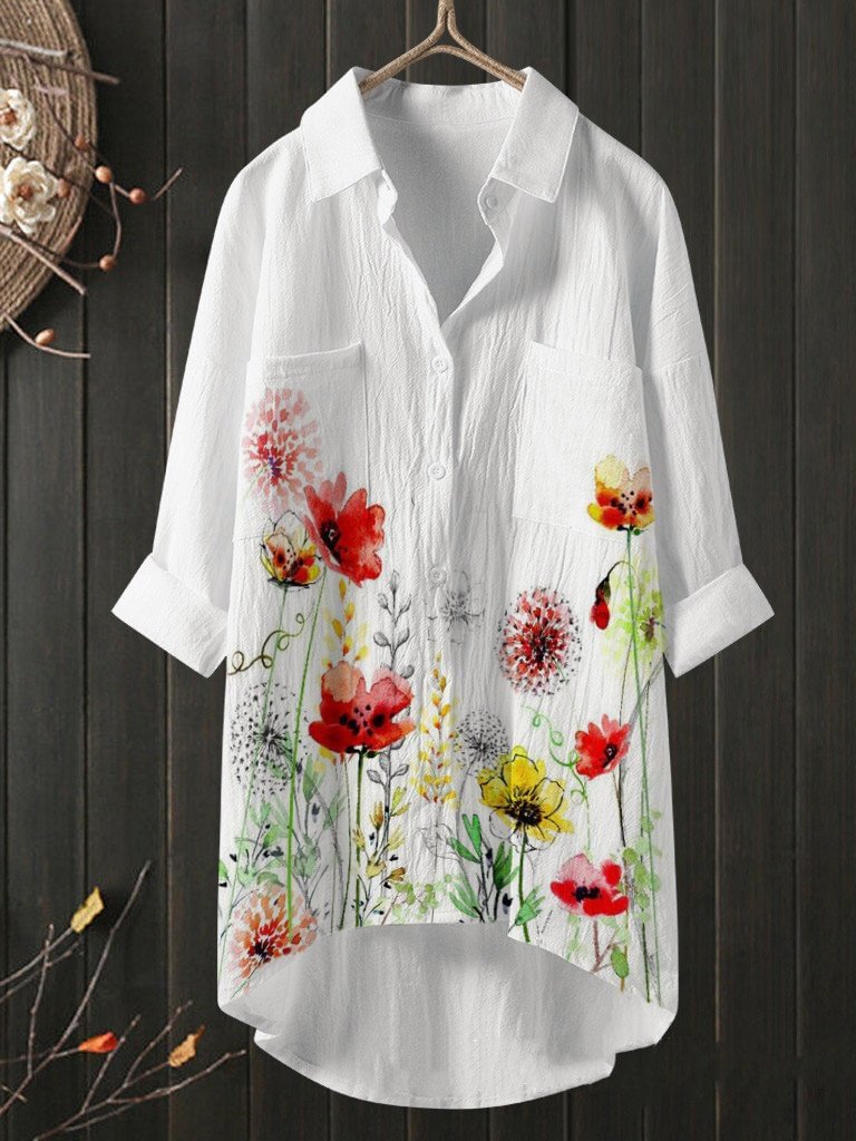 Artist Floral Print Cotton Shirt