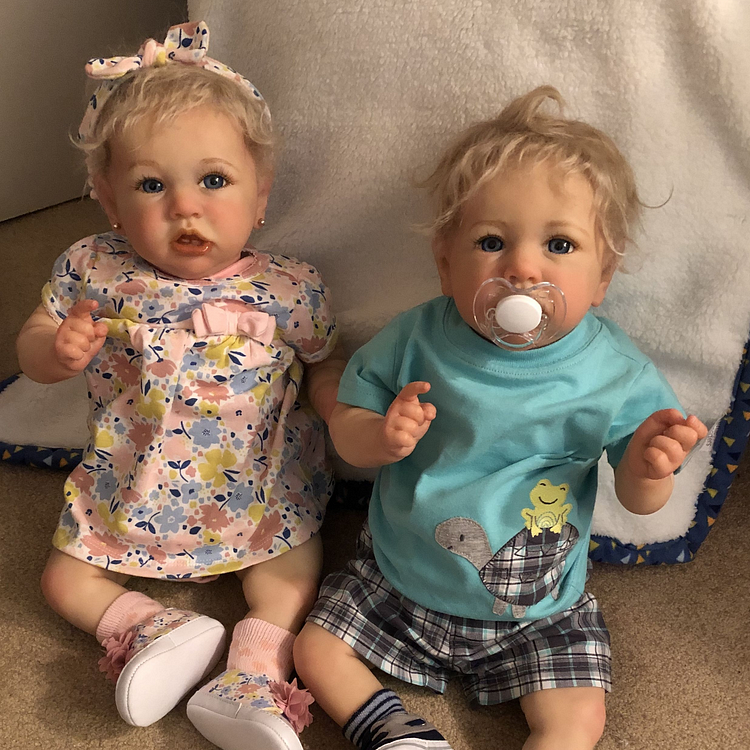  [Twins Girl and Boy] 20'' Realistic Reborn Twins Marrisa and Rosson Truly Toddler Silicone Newborn Baby Doll, Birthday Gift - Reborndollsshop.com®-Reborndollsshop®