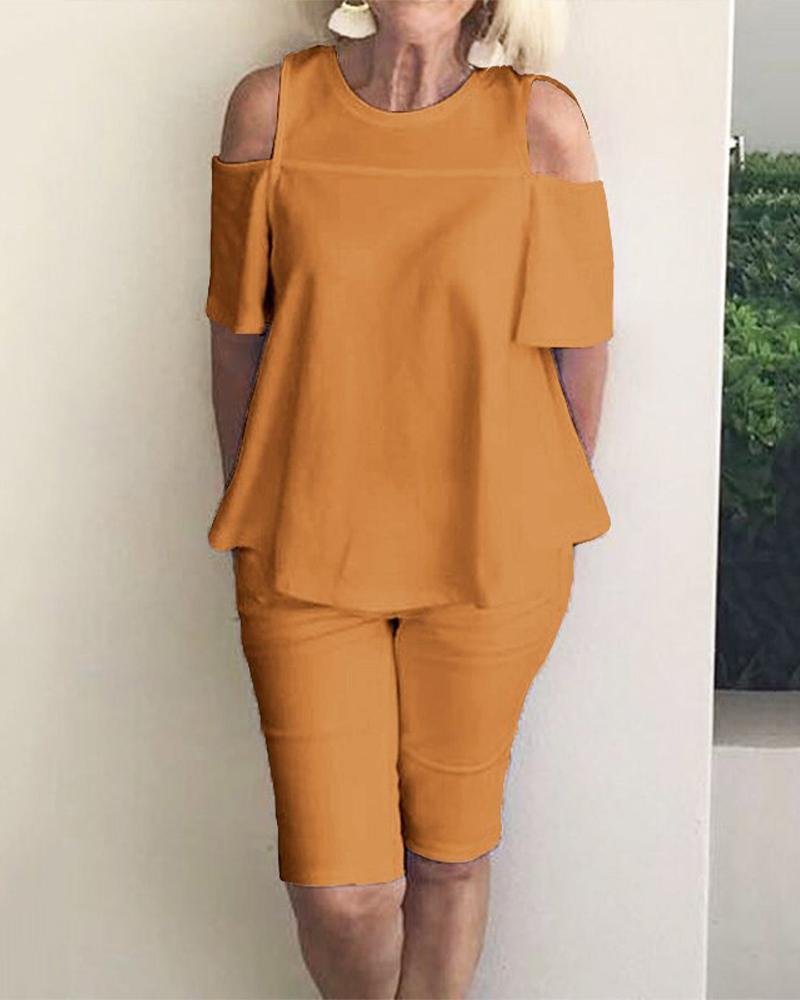 Fashionable Casual Off The Shoulder Two Piece Suit