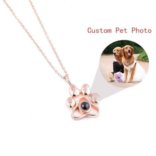 Cat Dog Paw Pendant 100 languages I Love YOU Projection Necklaces-Mayoulove