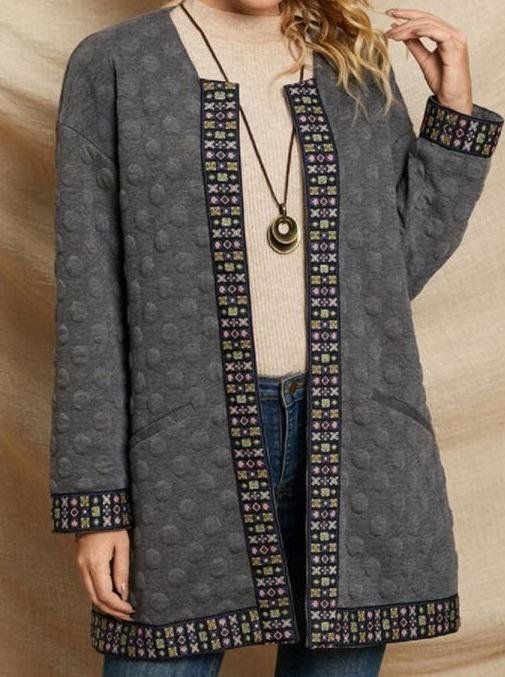 Lace Woven Loose Casual Cardigan Jacket-Corachic
