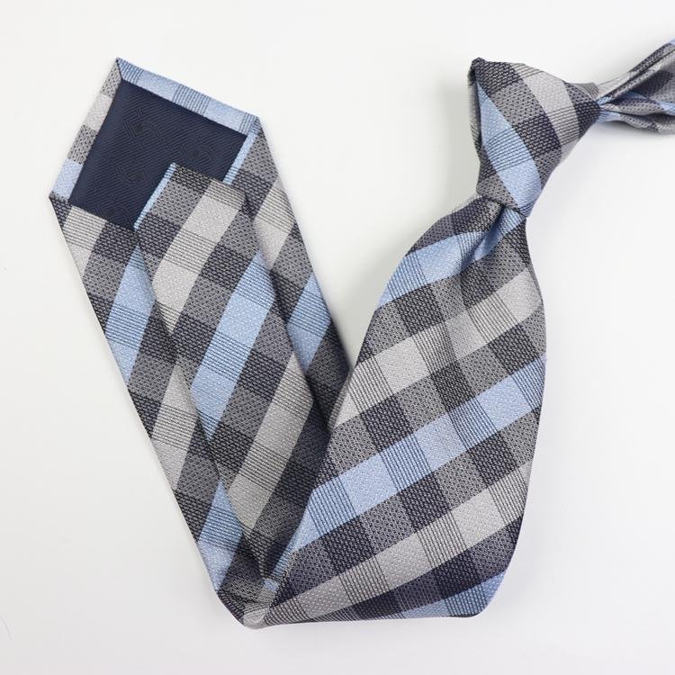Cravate en soie bleu nattier à carreaux-Soie Plus