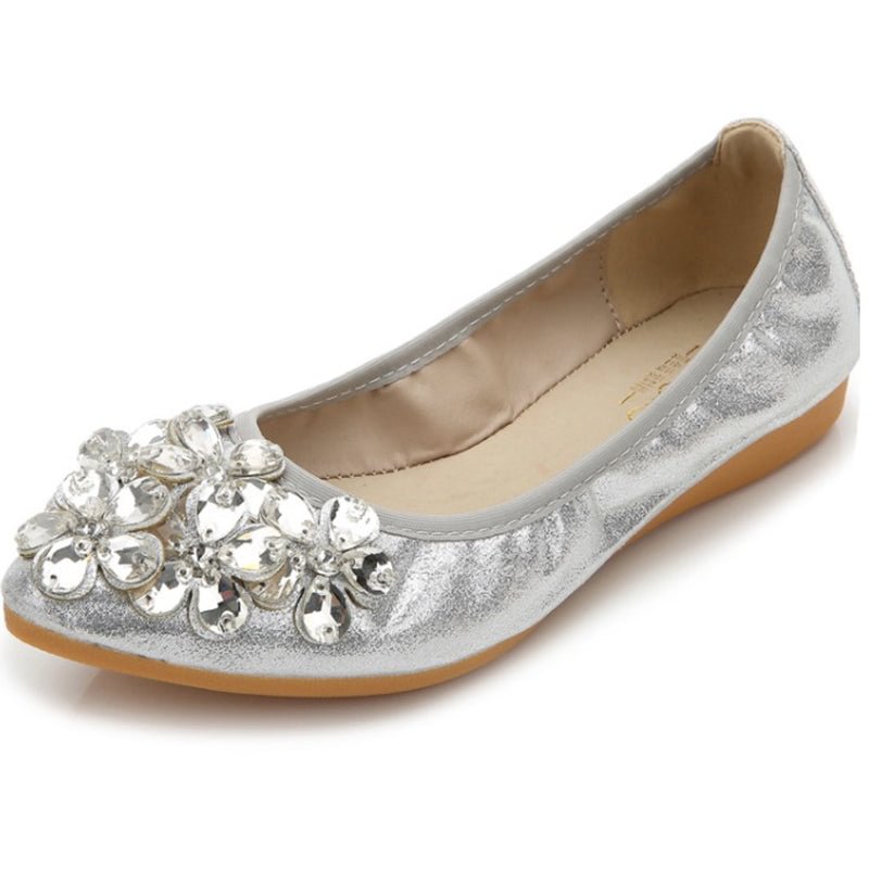 Rhinestone Comfortable Bride Wedding Ballet Flat Shoes