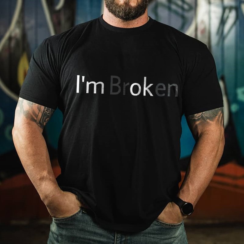 " I'm Broken" Print Mens Sports T-shirt - Krazyskull