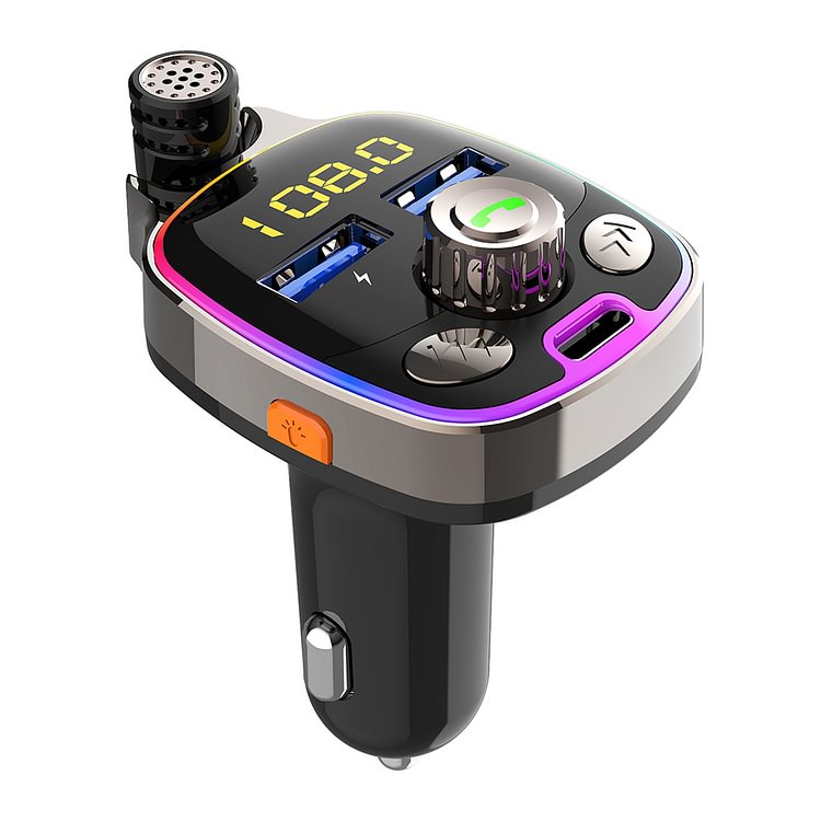 FM Transmitter Bluetooth Hands Free Car Kit USB Car Charger w/ External Mic