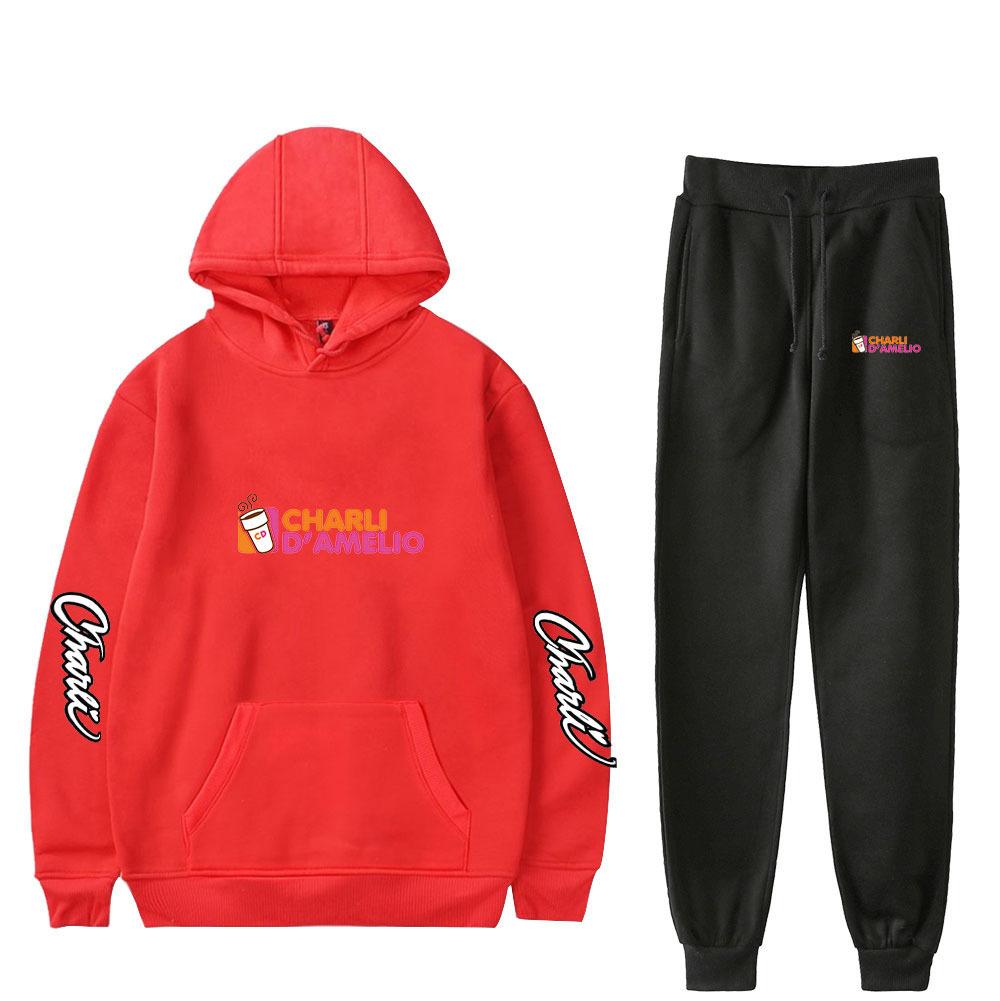 Unisex Charli D'amelio Hoodie Tracksuit Sweatshirt + Sweatpants