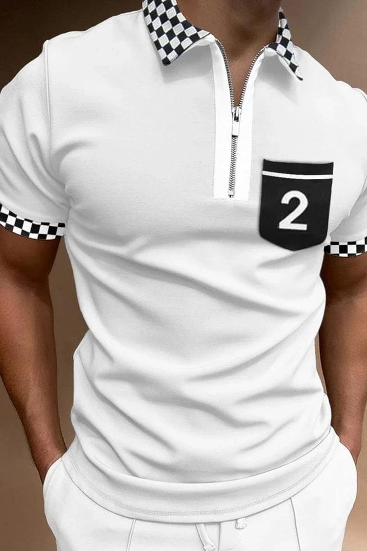 Tiboyz Fashion Slim Print Short Sleeve Polo Shirt