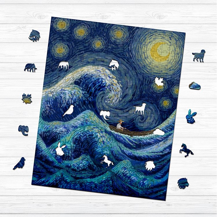 Van Gogh Sea Waves Wooden Jigsaw Puzzle