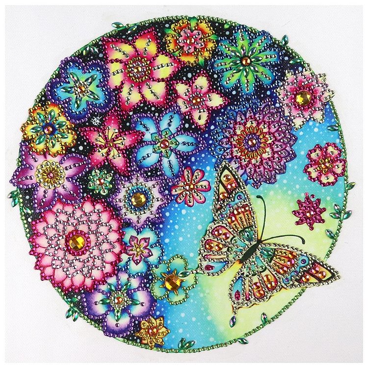 Flower Butterfly - Special Shaped Diamond Painting - 30*30CM