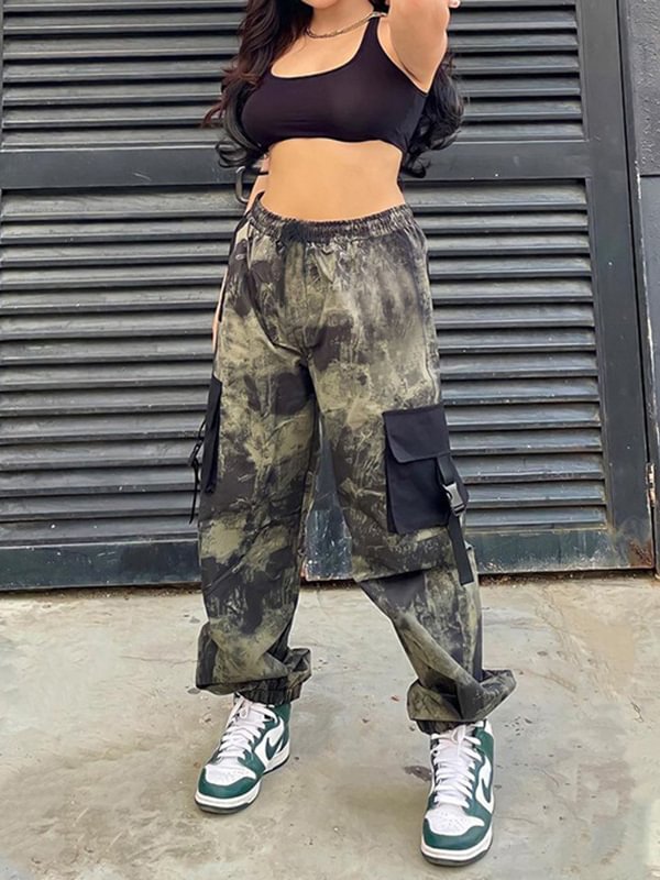 Cool Camouflage Multi-pockets Drawstring Loose Ankle Banded Pants