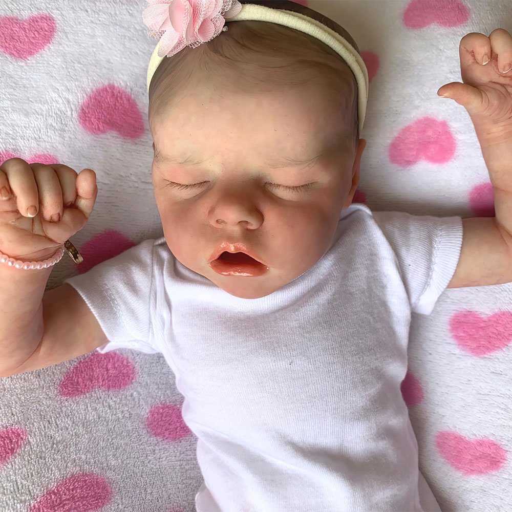 12" Soft Silicone Body Reborn Baby Doll Sleeping Newborn Hand-printed Hair Girl With Eyes Closed Named Asinsa