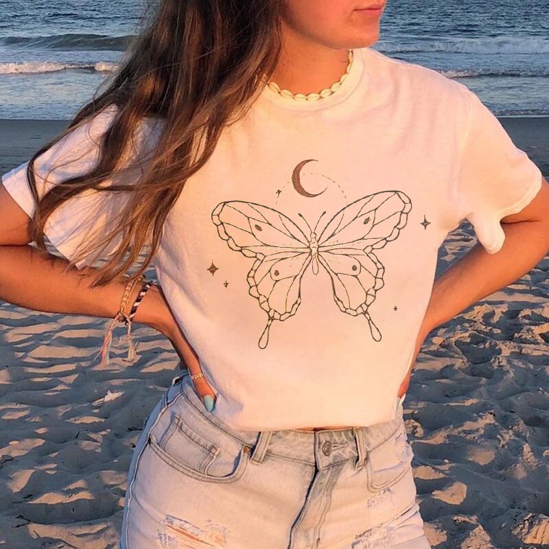   Moon butterfly print loose T-shirt - Neojana