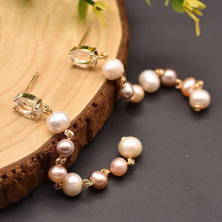 Simple Natural Pearl Tassel Earrings