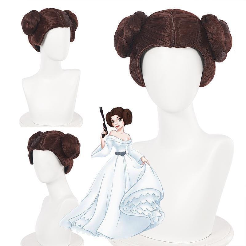 Brown Princess Leia Wig Cosplay Party Costume Hair、、sdecorshop