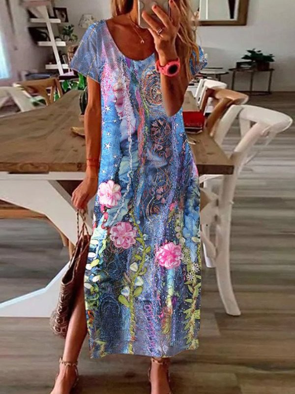 Floral Vacation Short Sleeve Dress