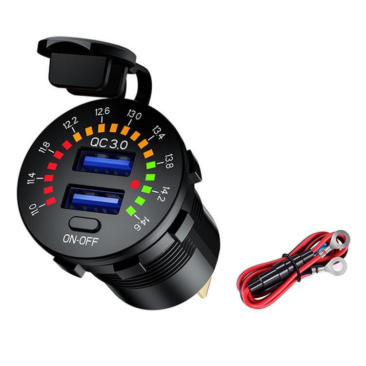 Car Motorcycle Boat Dual USB Charger QC3.0 Power Socket with On/Off Switch