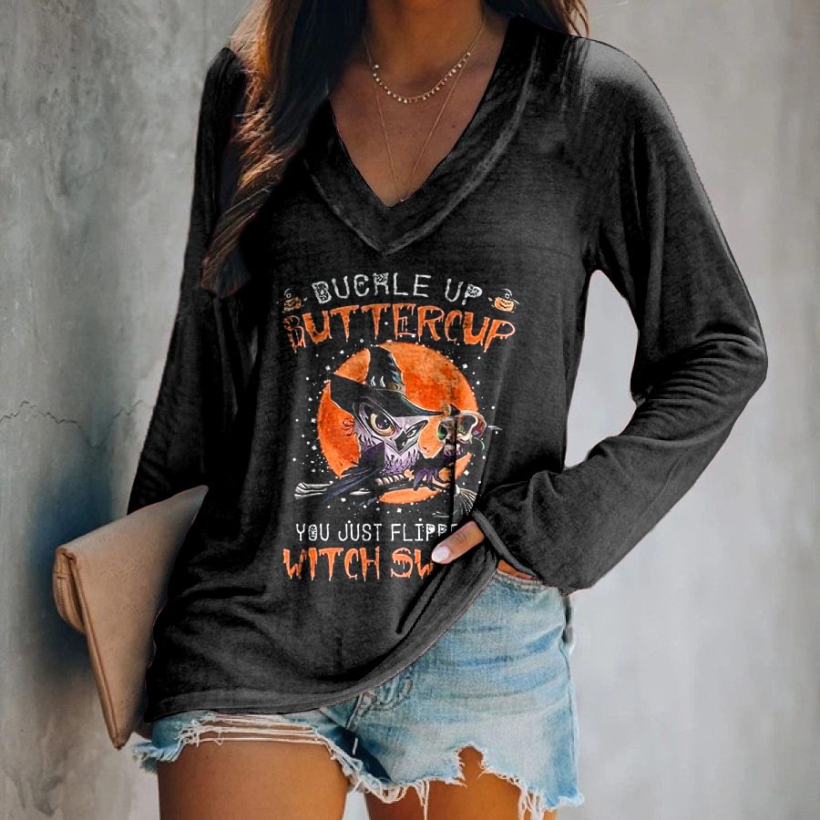 Buttercup  Witch Switch Printed Long Sleeve T-shirt
