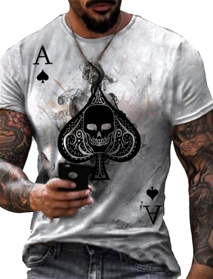 Skull Spade A Tops Summer Short Sleeve Men's T-Shirts