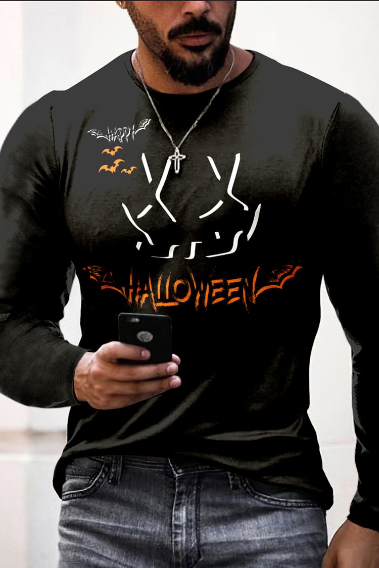 Tiboyz Casual  Halloween Long Sleeve T-Shirt