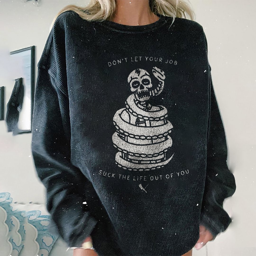 Minnieskull Skull Snake Print Sweatshirt - Minnieskull