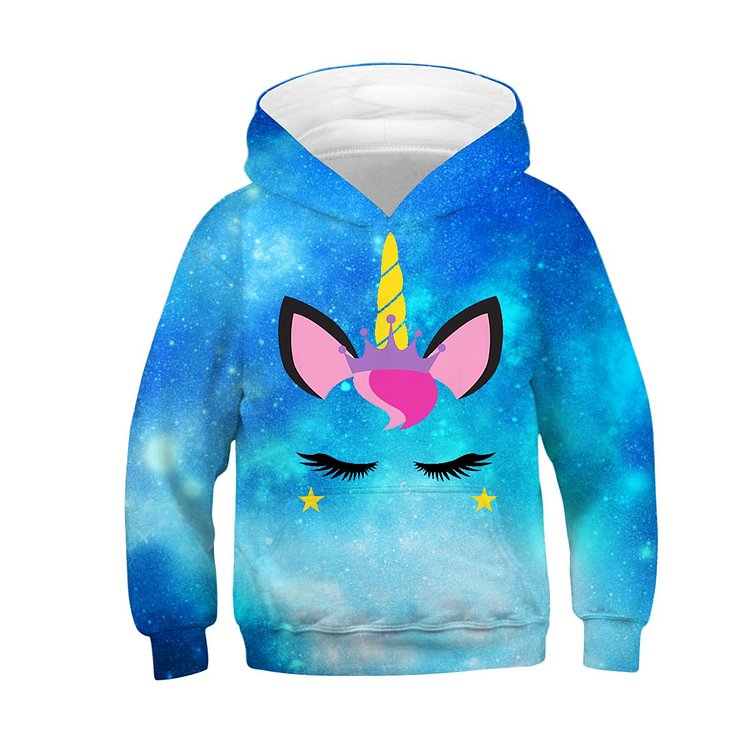 Kids hoodie unicorn Galaxy print hooded sweatshirt-Mayoulove