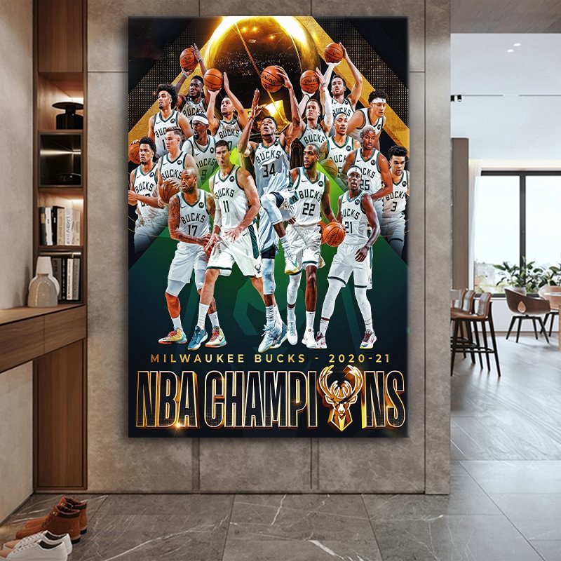 2021  Champion-Milwaukee Bucks Canvas Wall Art