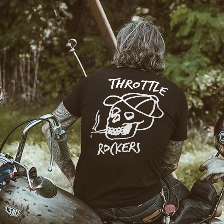 UPRANDY Throttle Rockers Skull Printed Men's T-shirt -  UPRANDY