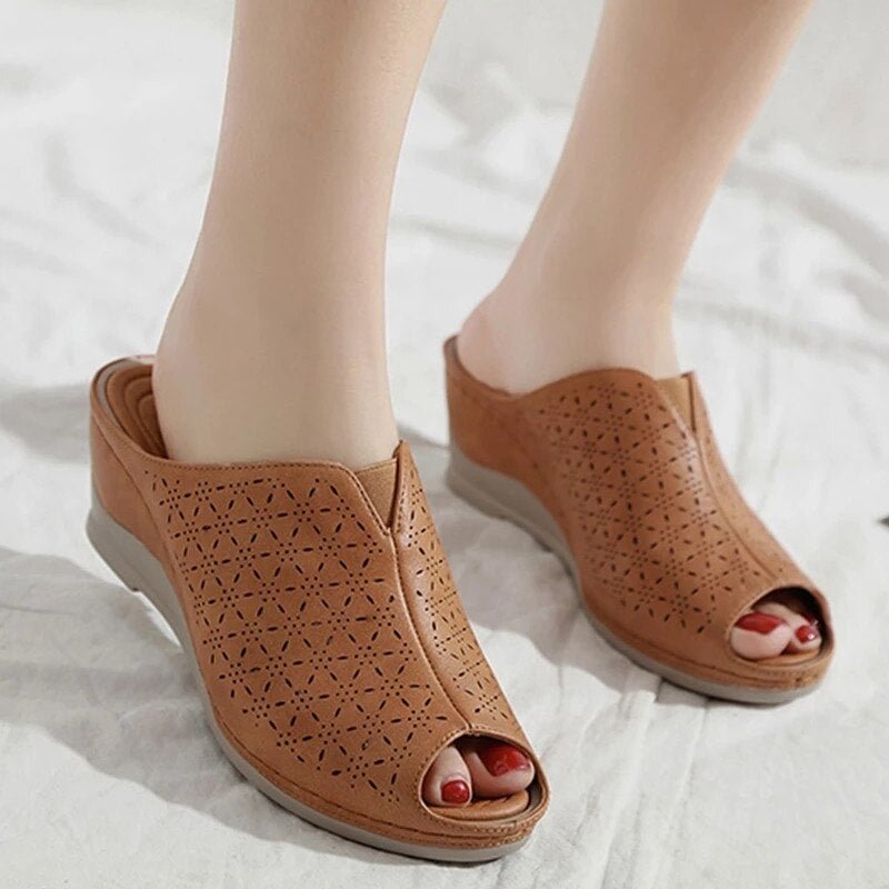 Summer Shoes Women Wedges Sandals Soft Leather Peep toe Platform Shoes Fashion Ladies Sandals Heel Height 5cm - vzzhome