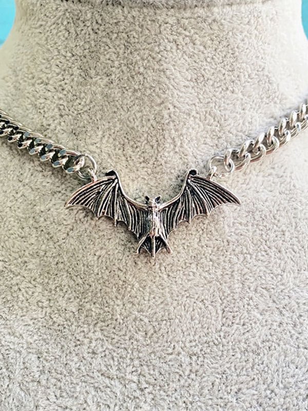 Gothic Dark Handmade Bat Short Necklace