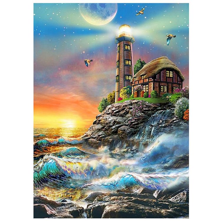Lighthouse Round Full Drill Diamond Painting 30X40CM(Canvas)-gbfke