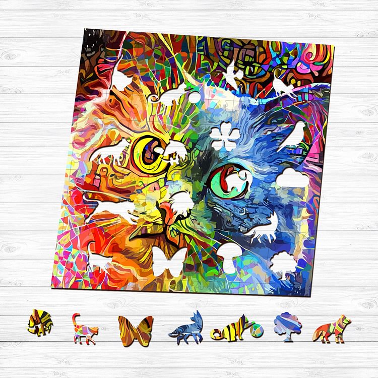  Colorful Cat Wooden Jigsaw Puzzle