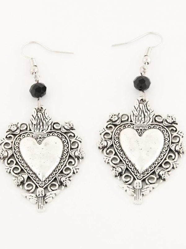 Gothic Dark Heart-shaped Short Earrings