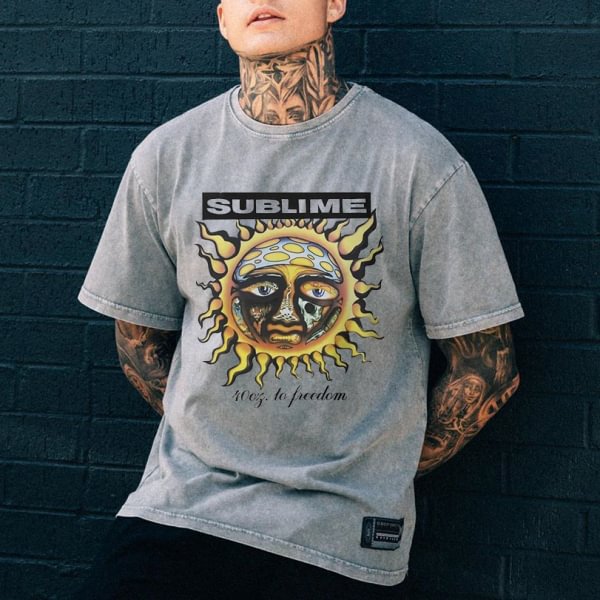 Men's casual personality sun print t-shirt -  UPRANDY
