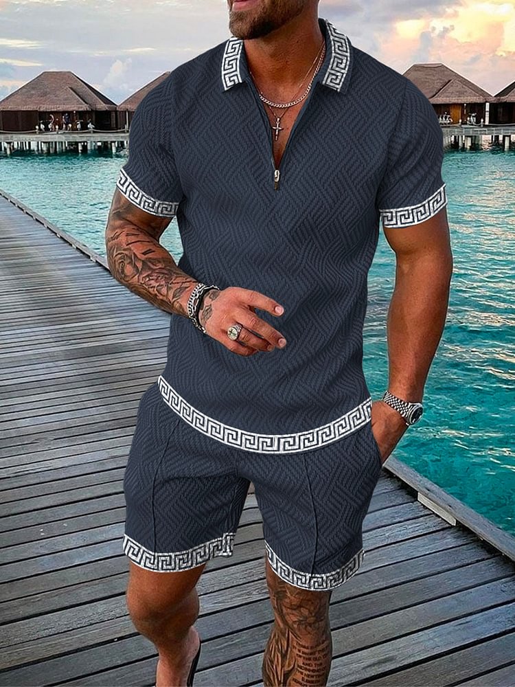 Men's Geometric Lace Vacation Suit