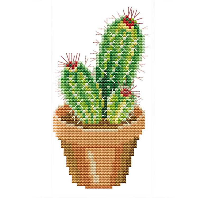 (14Ct/11Ct Counted/Stamped) Cactus - Cross Stitch Kit 10*19cm