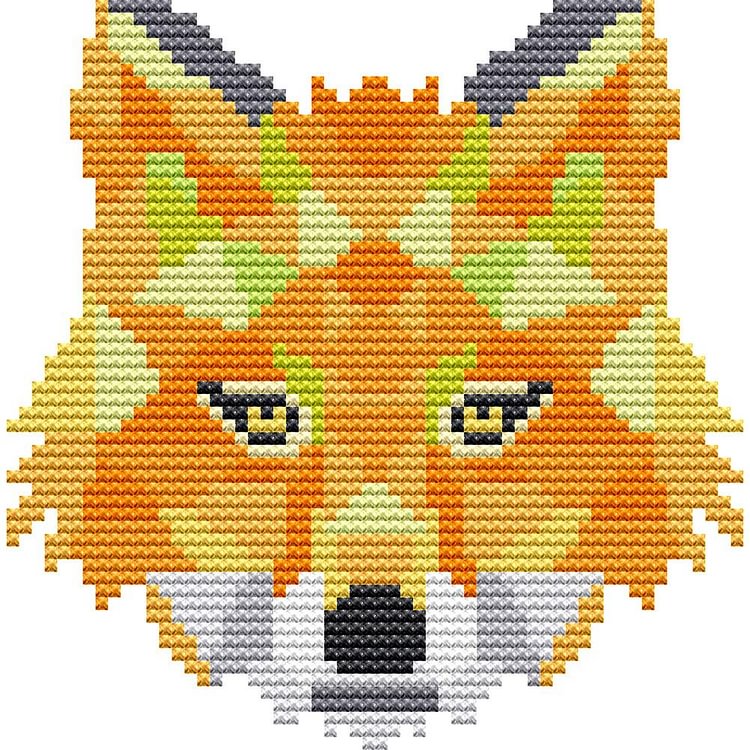 (14Ct/11Ct Counted/Stamped) Abstract Animal Fox - Cross Stitch Kit 15*15CM