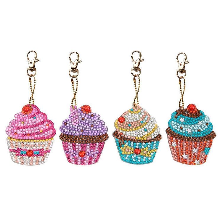 4PCS-Cupcake-Diamond Keychain