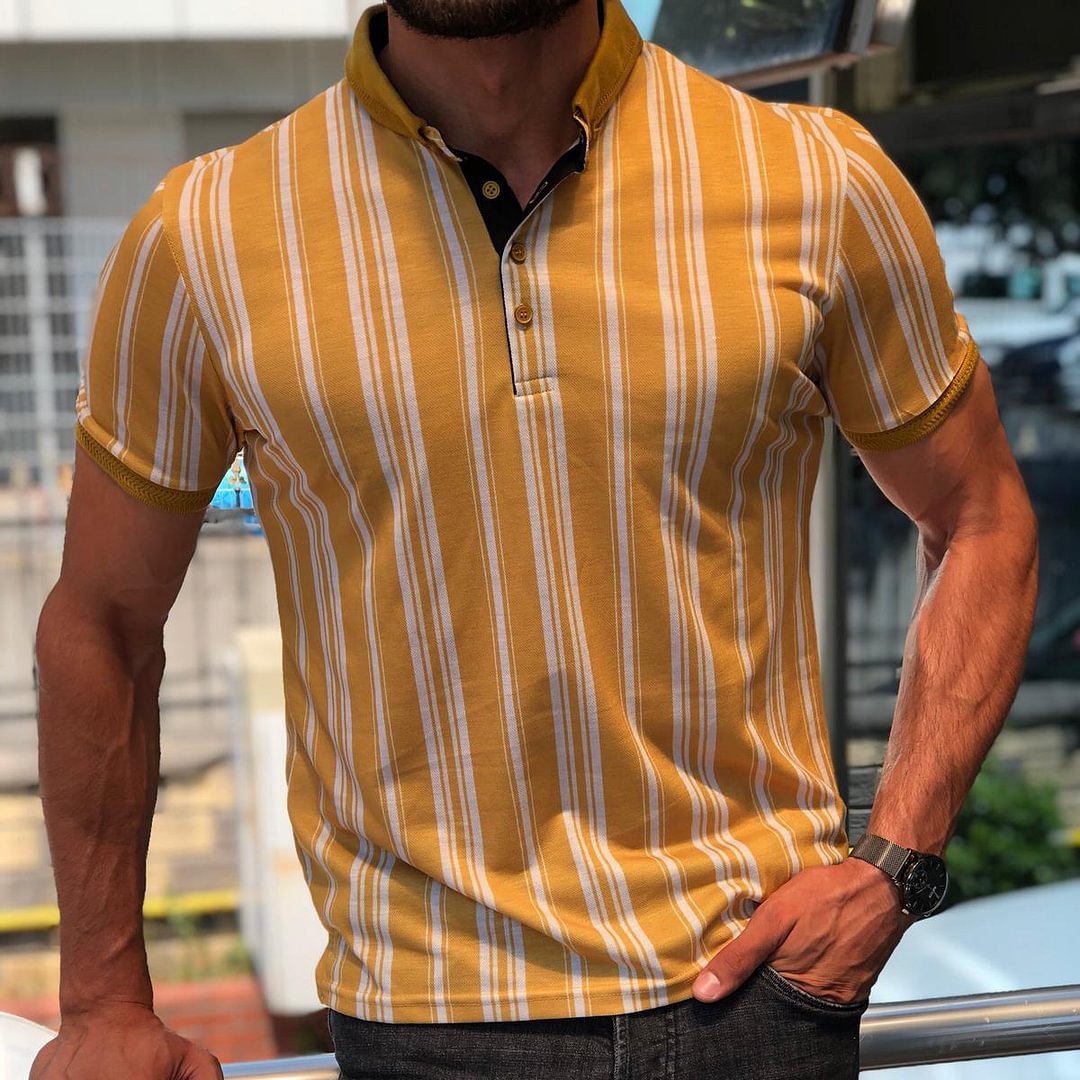 Bila yellow striped polo shirt / [viawink] /