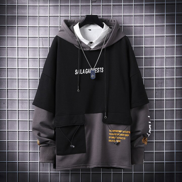 Casual Trend Stitching Hooded Sweatshirt / Techwear Club / Techwear