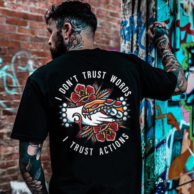 I don't trust words  printed men's designer T-shirt - Krazyskull