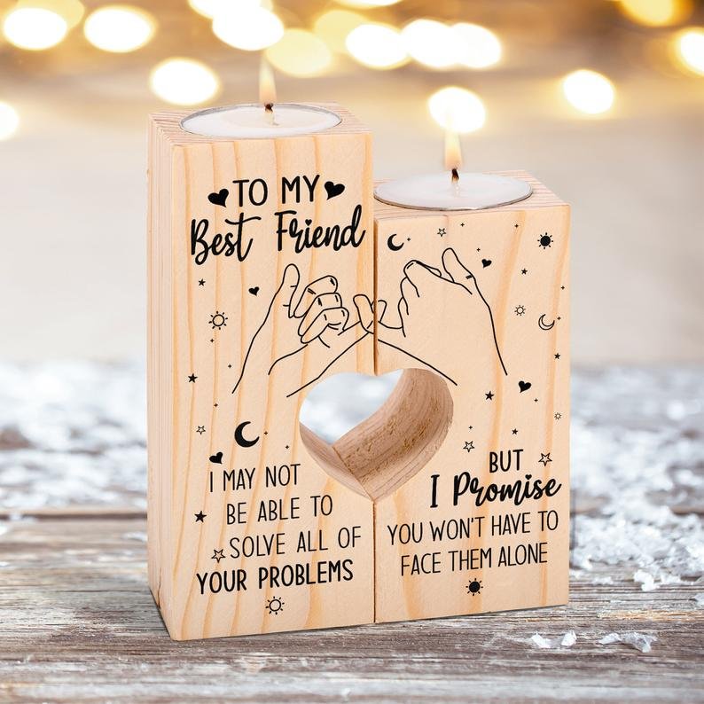 To My Bestie Friend - I Promise You Won't Have To Face Them Alone - Candle Holder Candlestick