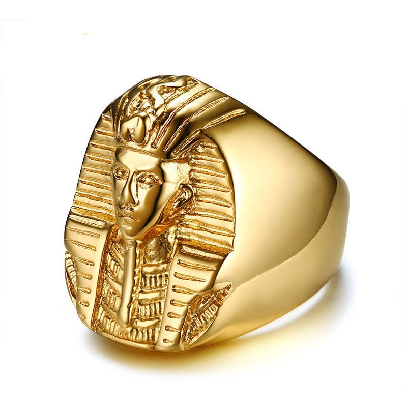 Rock Mysterious Egyptian Pharaoh Gold Hiphop Jewelry Men Ring-VESSFUL
