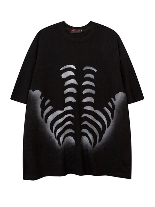 Goth Street Fashion Skull Printed T-shirt
