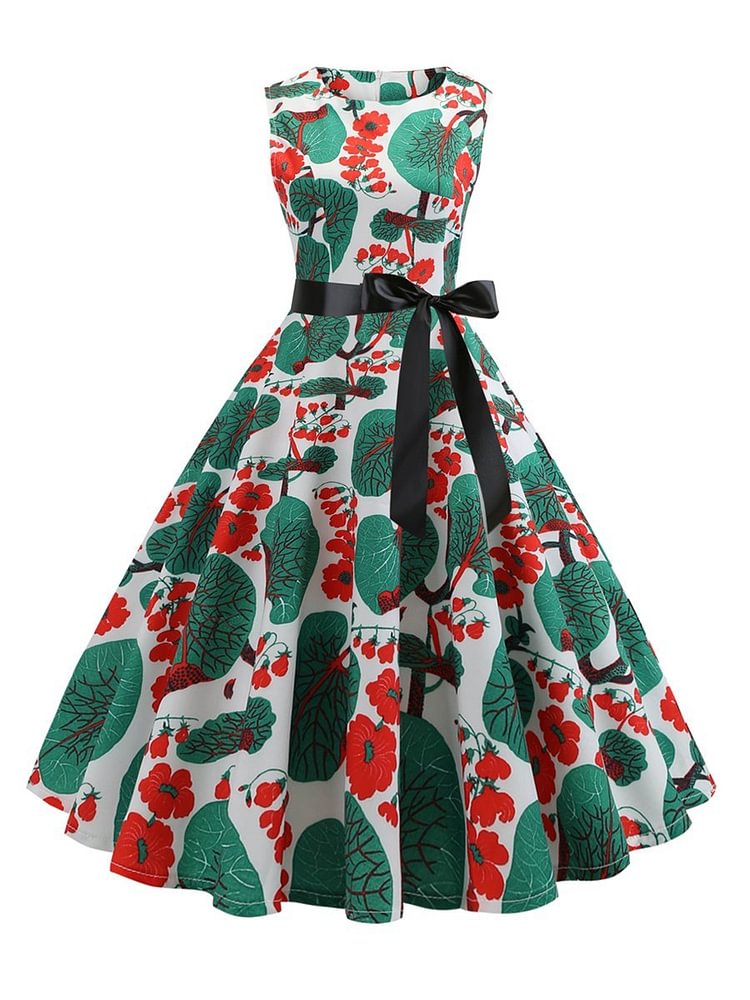 Mayoulove Vintage Dress Sleeveless Aline 1950s Dress-Mayoulove