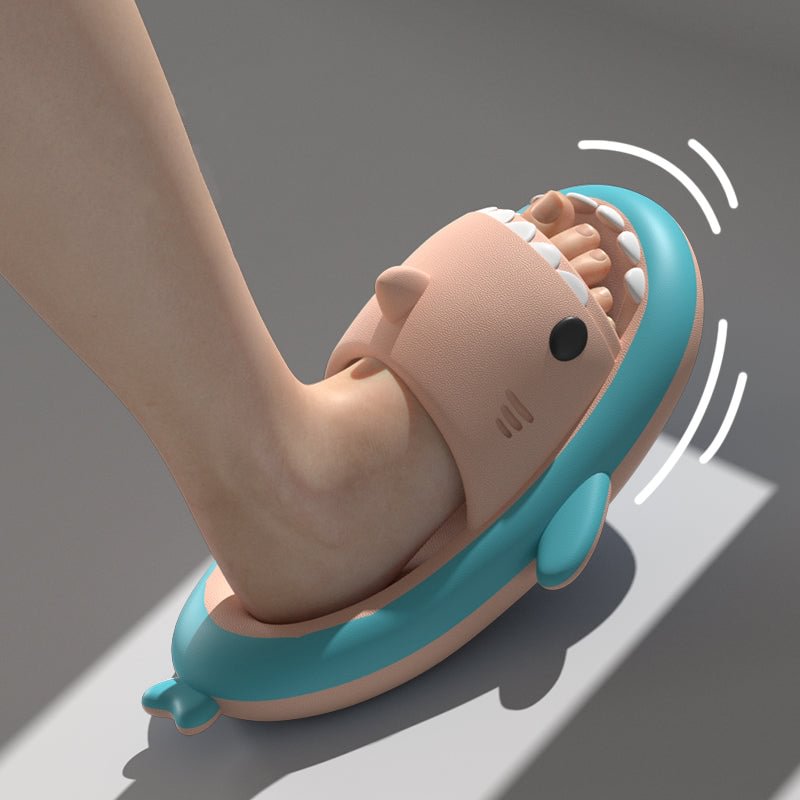 Premium Contrast Color Shark Slides - Super Soft, Comfy, Silent and Anti-slippery Contrast Color 