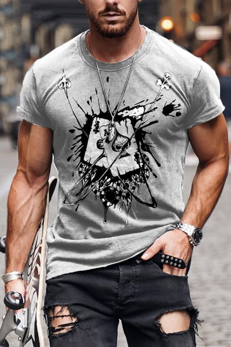 Tiboyz Fashion Casual Poker Ace of Spades Dice Skull Cozy T-Shirt