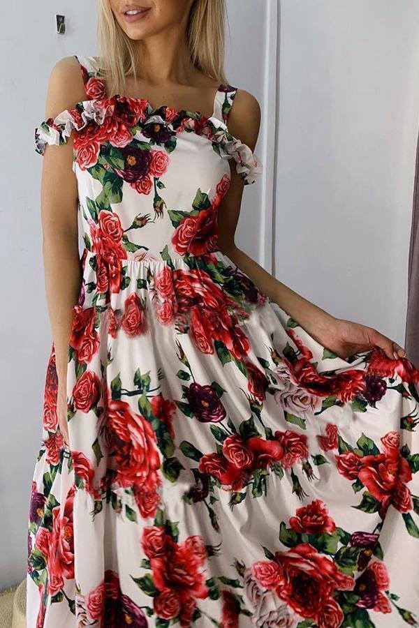 Fashion Printed Strapless Off-the-shoulder Dress P11675