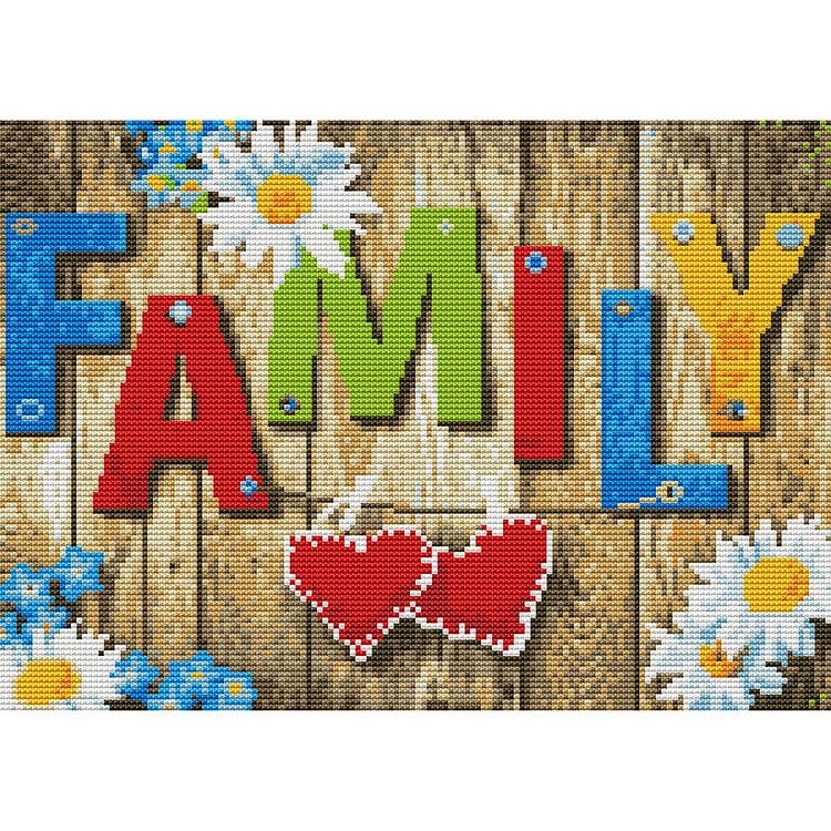 Family - 11CT Stamped 3 Strands Cross Stitch 30*40CM
